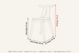 Montegiorgio dimensions on a pencil sketch of the chair: 30 in high, 18.25 in wide, 21 in deep, seat height 18.6 in