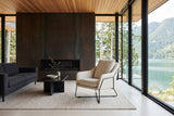Montelupone accent chair in Taupe in a Port Alice inlet house on northern Vancouver Island