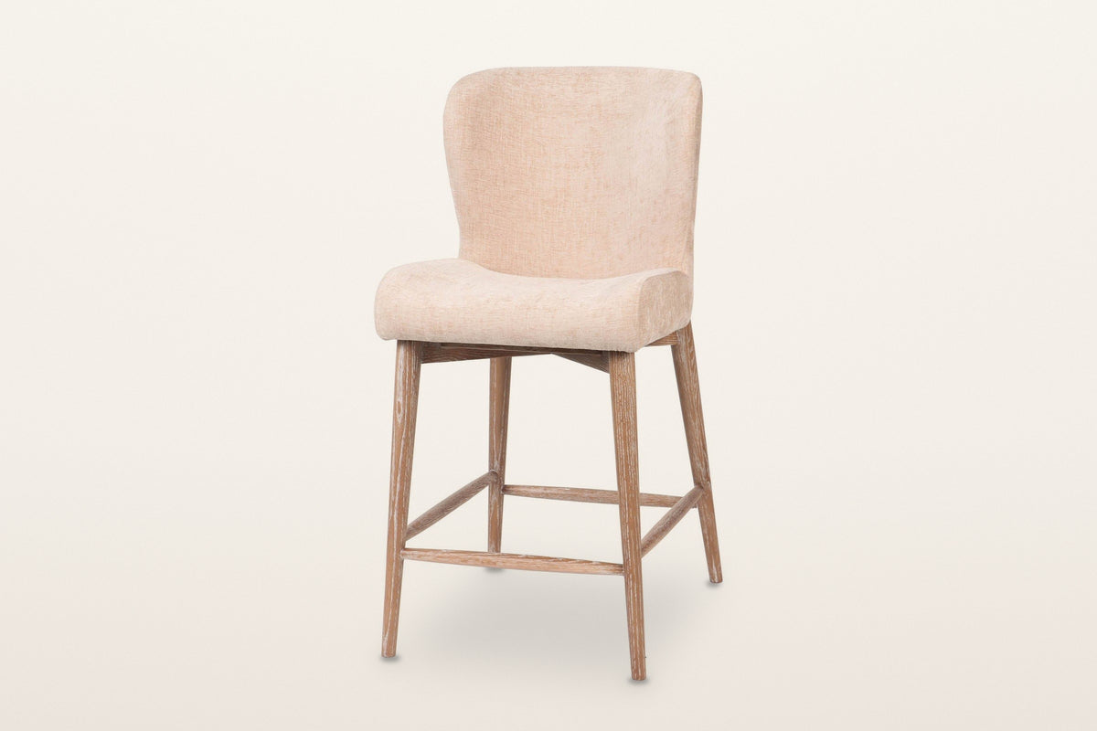 Morrovalle upholstered counter stool in Champagne Chenille