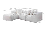 Dimension drawing of the Nembo Boucle Cloud Sectional: 107.9 in (274.07 cm) wide, 69.3 in (176.02 cm) deep at the chaise, 25.5 in (64.77 cm) high, seat 16.5 in high