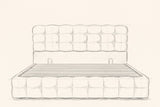 Pencil drawing of the Nemi storage bed traced from the front view