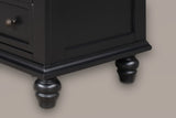 Close-up of the Nervi base in Black: the moulded plinth, the framed side panel and a turned bun foot