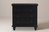 Nervi nightstand in Black, straight front view: a pull-out tray under the top