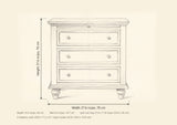 Nervi nightstand dimensions: 27.6 in wide, 27.6 in high, 16.5 in deep, 3 drawers each 20.8 x 11.2 x 4.1 in inside