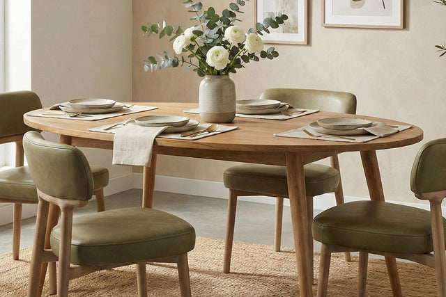 Nolan Solid Acacia Oval Dining Table - Rounded Oval Shape