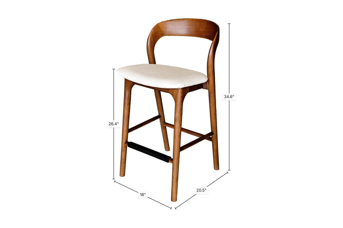 Norwood counter stool dimensions: 18 in wide, 20.5 in deep, 34.6 in high, 26.4 in seat