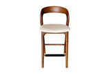 Norwood walnut ash counter stool, front view with black metal footrest