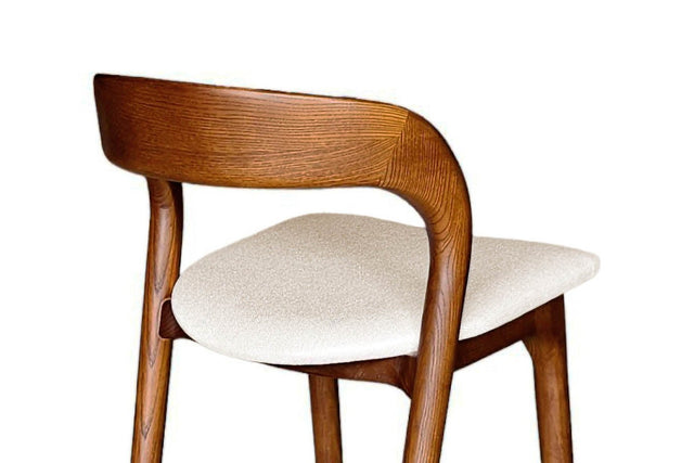 Norwood Fabric and Solid Ash Counter Stool - Sculpted Curved Back