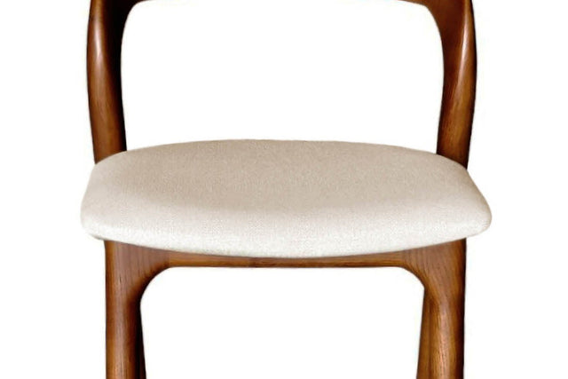 Norwood Fabric and Solid Ash Counter Stool - Cushioned Cream Seat