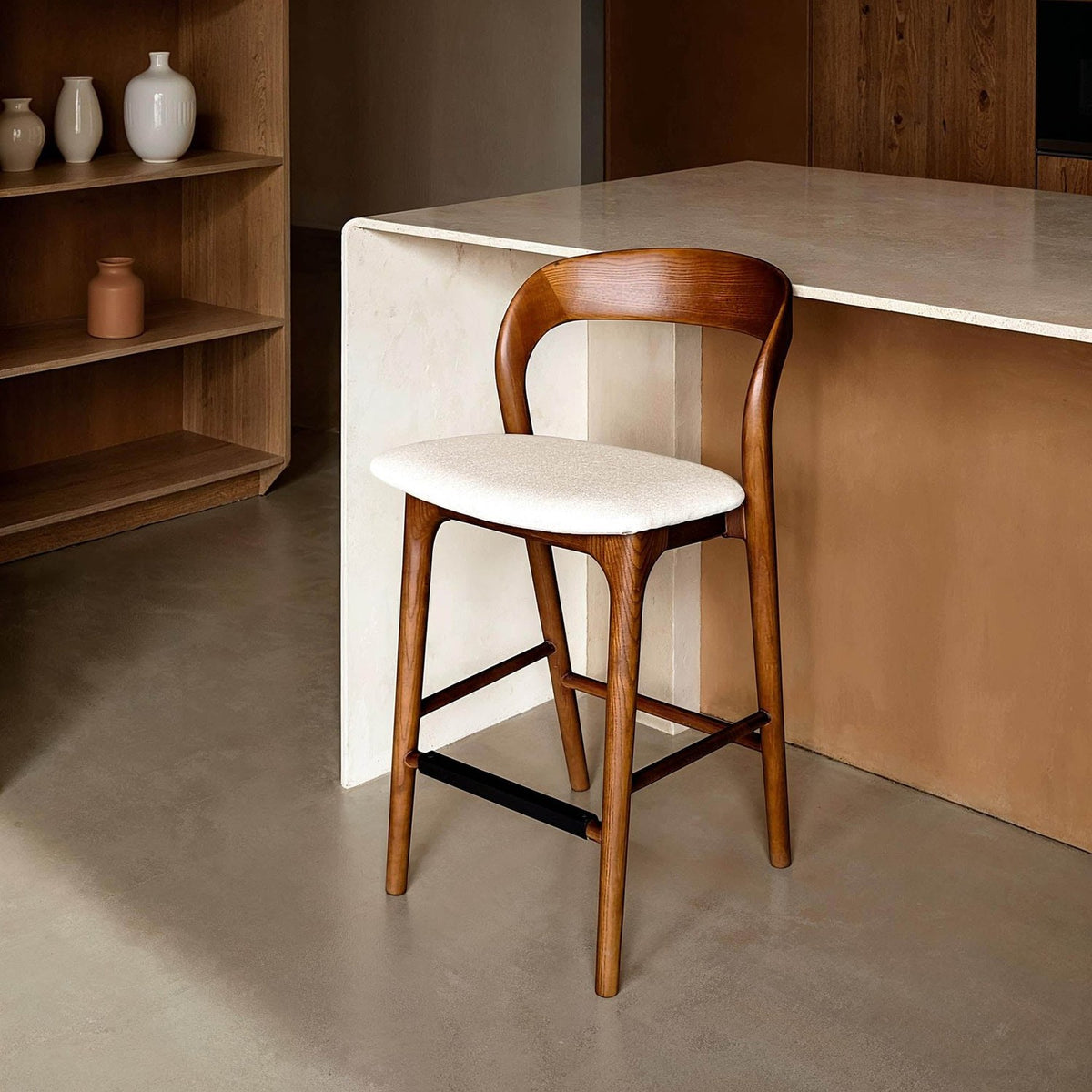 Norwood Fabric and Solid Ash Counter Stool