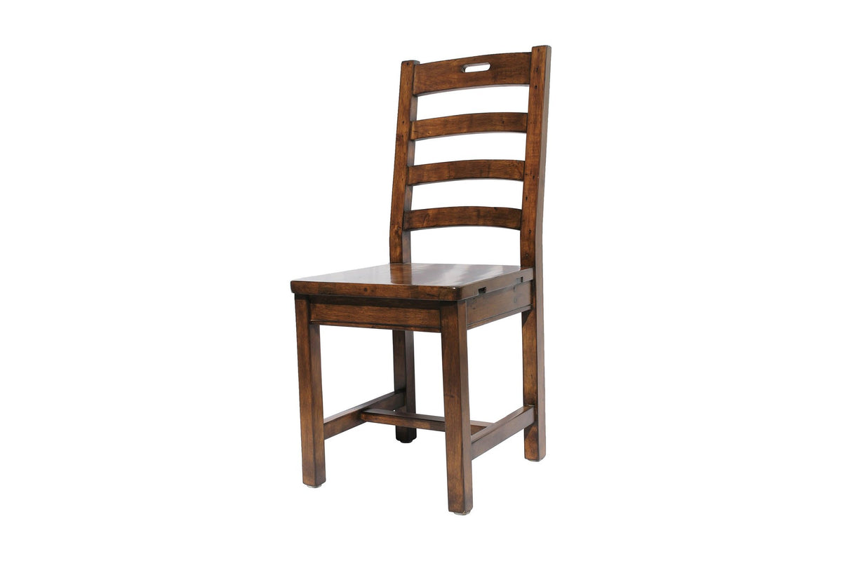 Novella reclaimed pine ladder-back dining chair in African Dusk, three-quarter view