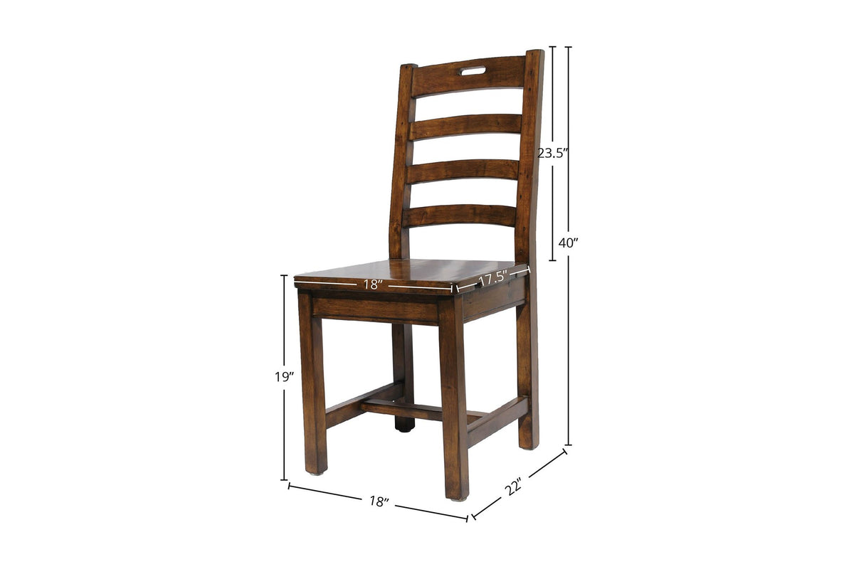 Novella dining chair dimensions: 40 in high, 22 in deep, 19 in seat height