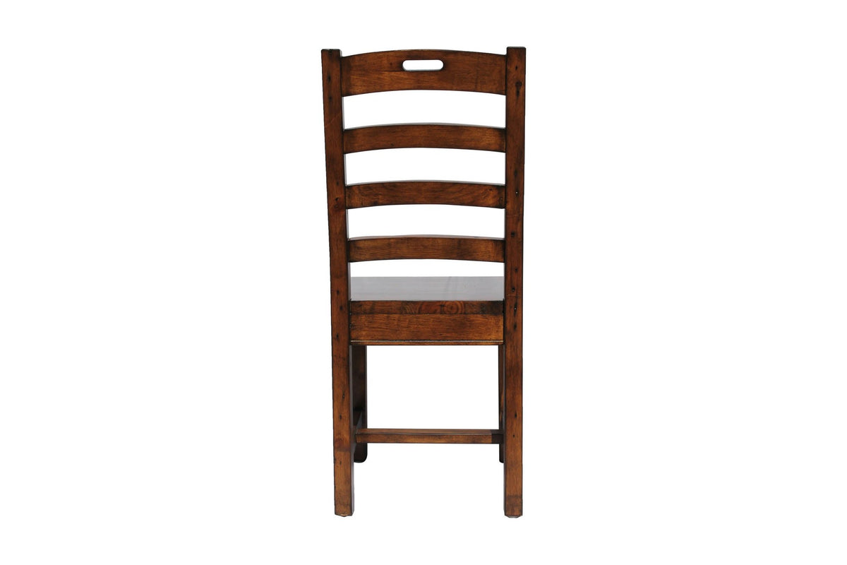 Novella dining chair, straight-on view of the ladder back