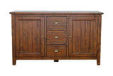 Novella reclaimed pine sideboard, front view with three drawers and two doors