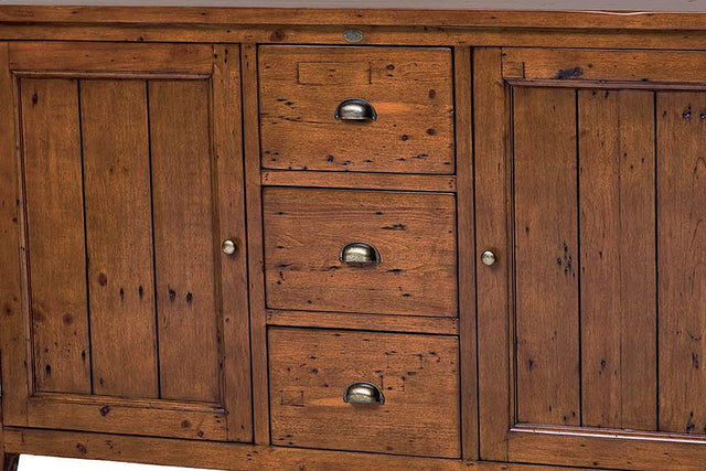 Novella Reclaimed Pine Sideboard with Drawers - Three Centre Drawers