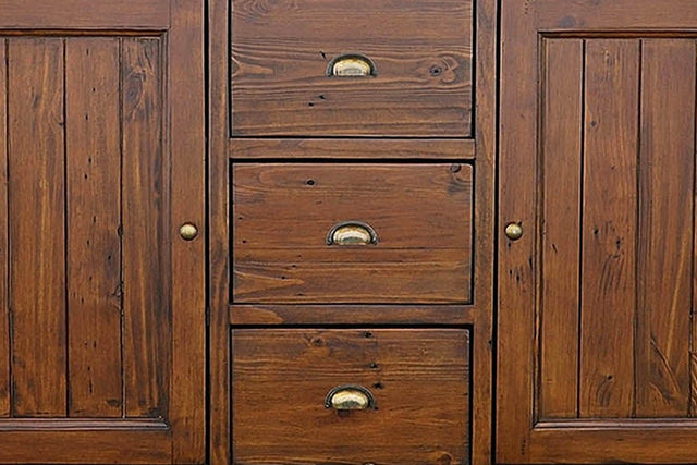 Novella Reclaimed Pine Sideboard with Drawers - Recycled Metal Fittings