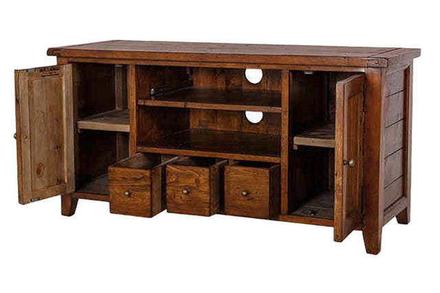 Novella Reclaimed Pine Small Media Console - Two Shelved Cabinets