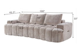 Nuvola sofa dimensions: 100 in wide, 43.7 in deep, 33 in high