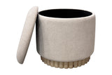Nyla oat ottoman with the lid lifted off to show the storage inside