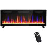 Marley 50" Thin Freestanding/Wall Mounted Electric Fireplace Heater with Eco Mode - Black