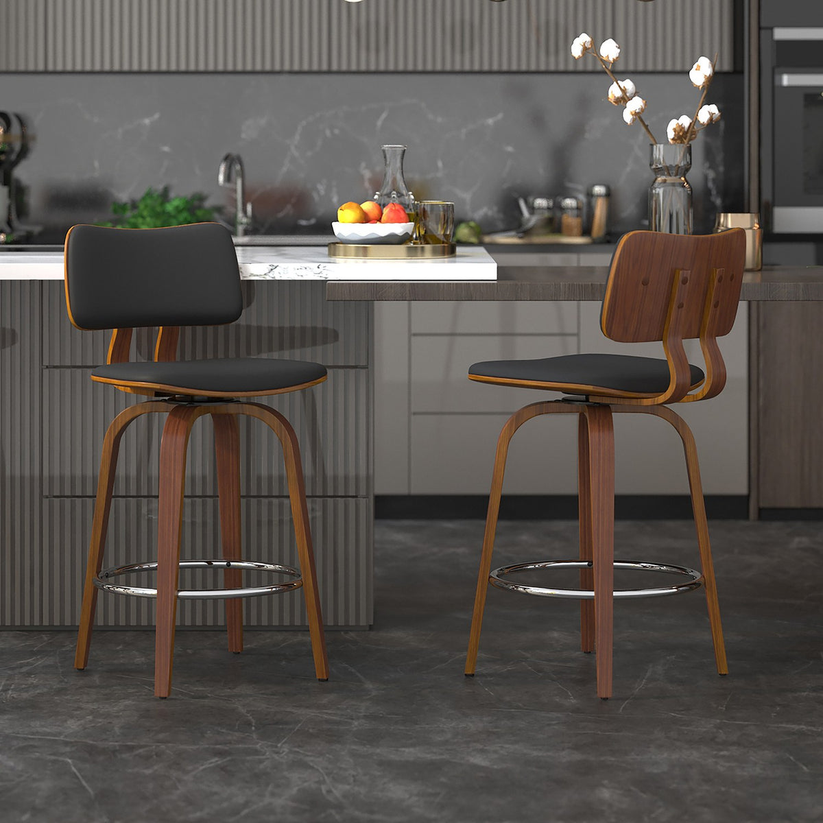 Oakes Faux Leather Swivel Counter Stool