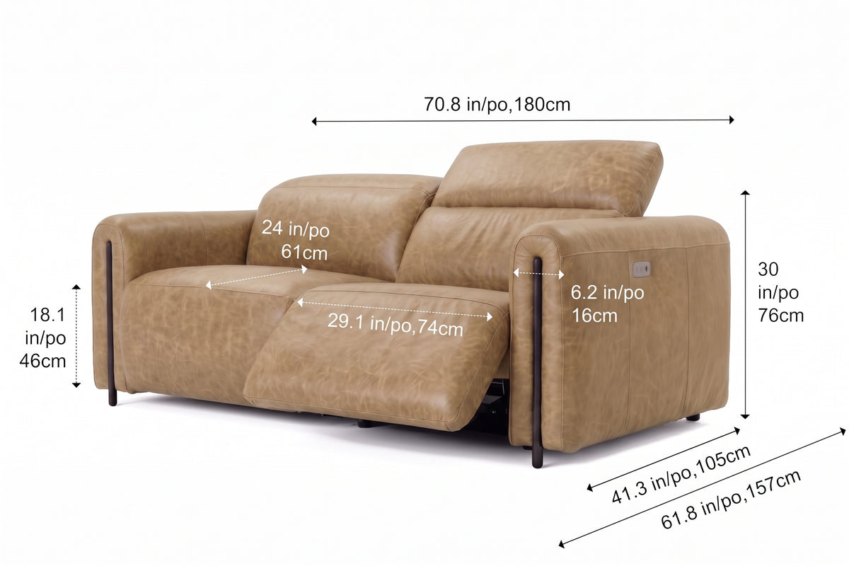 Octavia Distressed Italian Aniline Leather Dual Reclining Sofa