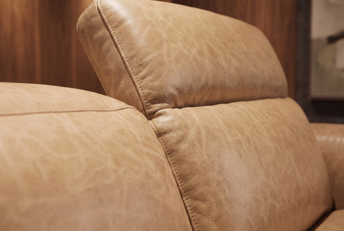 Octavia Distressed Italian Aniline Leather Dual Reclining Sofa
