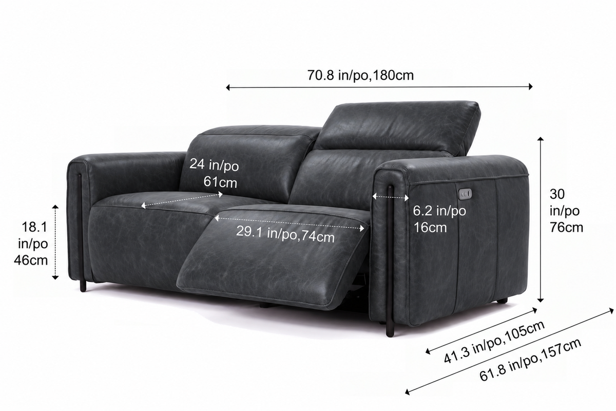 Octavia Distressed Italian Aniline Leather Dual Reclining Sofa