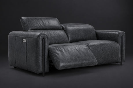 Octavia Distressed Italian Aniline Leather Dual Reclining Sofa