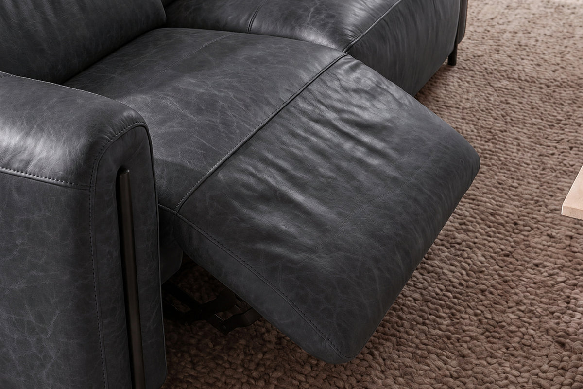 Octavia Distressed Italian Aniline Leather Dual Reclining Sofa
