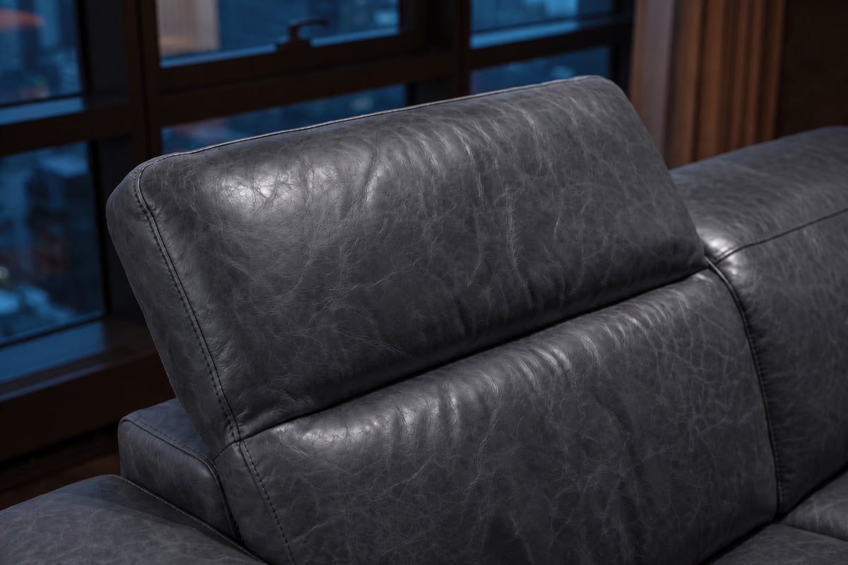 Octavia Distressed Italian Aniline Leather Dual Reclining Sofa