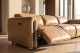 Octavia Distressed Italian Aniline Leather Dual Reclining Sofa
