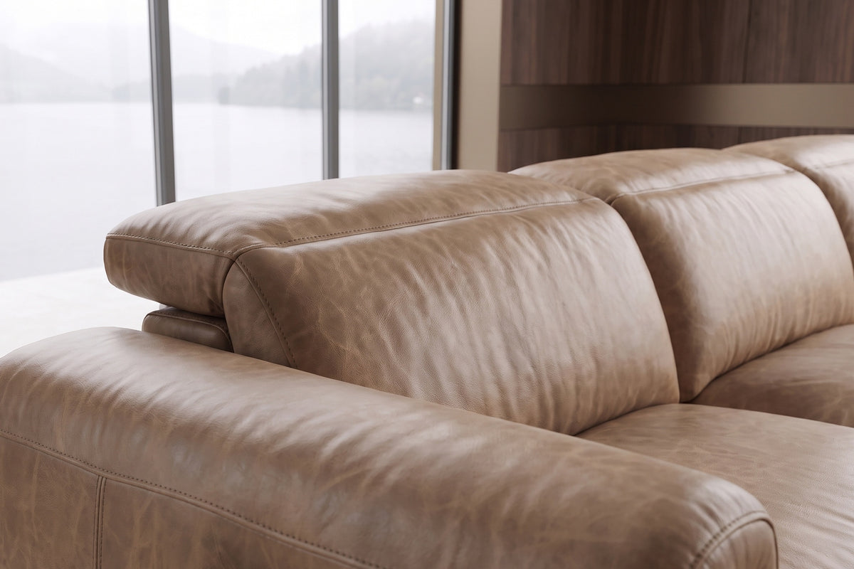 Octavia Distressed Italian Aniline Leather Dual Reclining Sofa