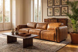 Octavia Distressed Italian Aniline Leather Dual Reclining Sofa