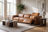 Octavia Distressed Italian Aniline Leather Dual Reclining Sofa
