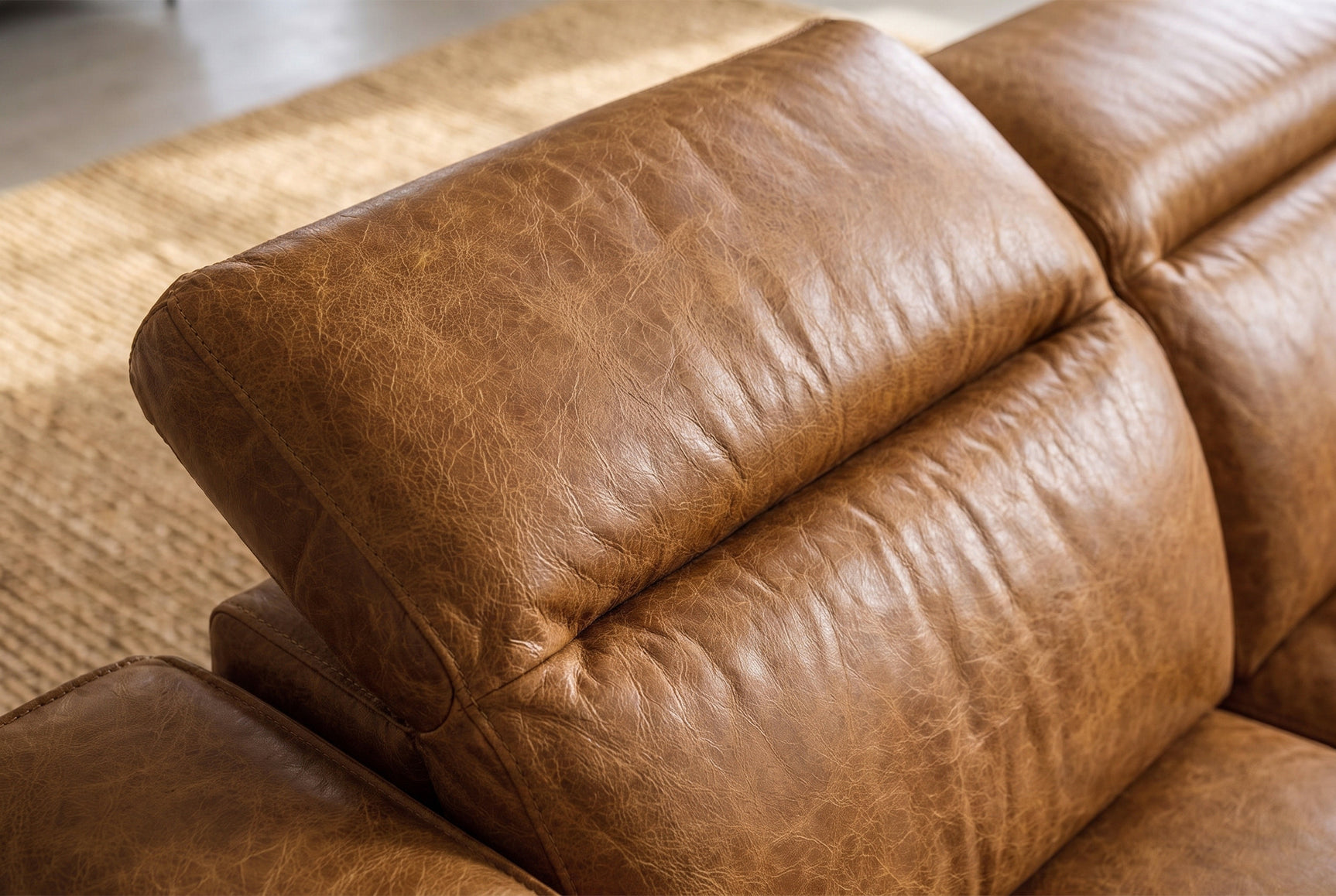 Octavia Distressed Italian Aniline Leather Dual Reclining Sofa