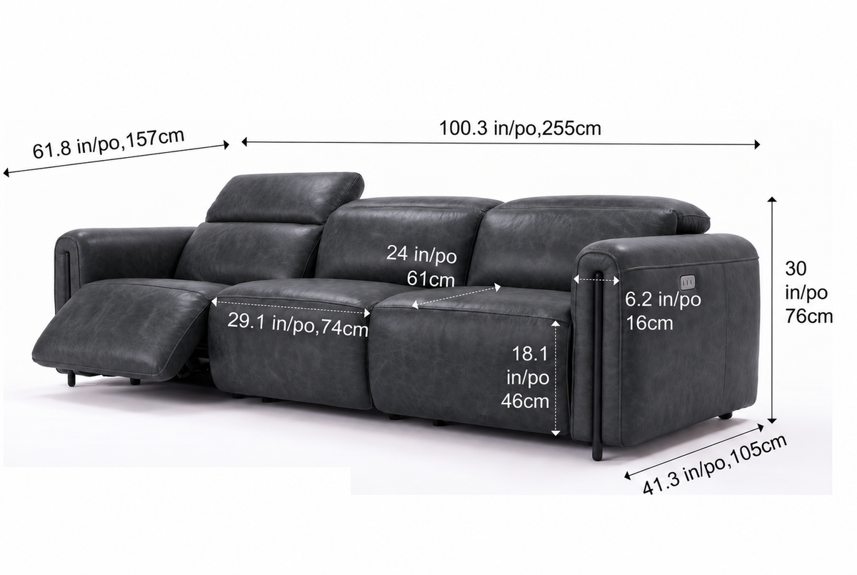 Octavia Distressed Italian Aniline Leather Dual Reclining Sofa