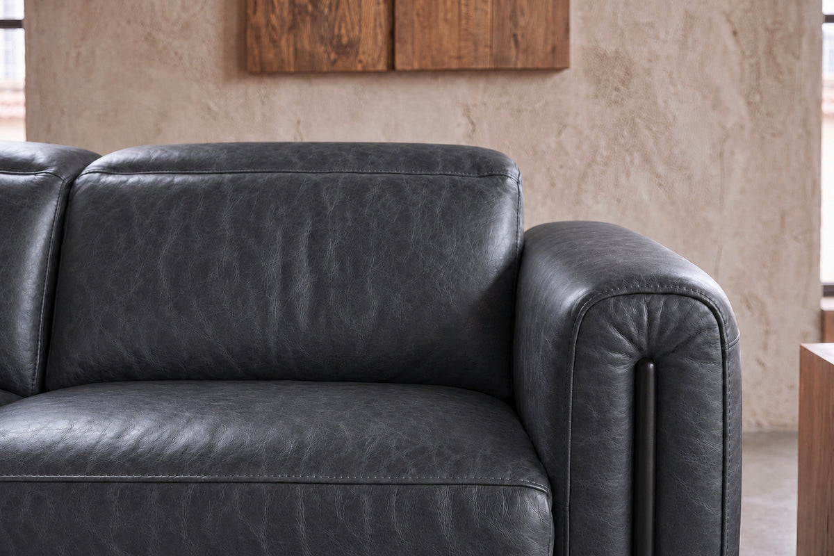 Octavia Distressed Italian Aniline Leather Dual Reclining Sofa
