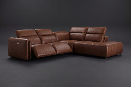 Octavia Distressed Italian Aniline Leather Reclining Corner Sectional Sofa