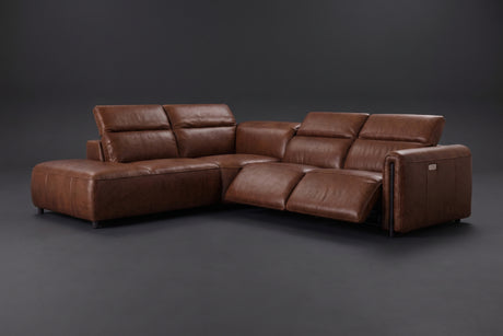 Octavia Distressed Italian Aniline Leather Reclining Corner Sectional Sofa