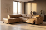 Octavia Distressed Italian Aniline Leather Reclining Corner Sectional Sofa
