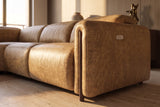 Octavia Distressed Italian Aniline Leather Reclining Corner Sectional Sofa