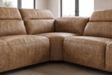 Octavia Distressed Italian Aniline Leather Reclining Corner Sectional Sofa