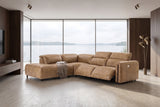 Octavia Distressed Italian Aniline Leather Reclining Corner Sectional Sofa