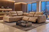 Octavia Distressed Italian Aniline Leather Reclining Corner Sectional Sofa