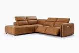 Octavia Distressed Italian Aniline Leather Reclining Corner Sectional Sofa