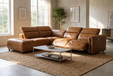 Octavia Distressed Italian Aniline Leather Reclining Corner Sectional Sofa