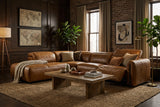 Octavia Distressed Italian Aniline Leather Reclining Corner Sectional Sofa