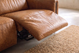 Octavia Distressed Italian Aniline Leather Reclining Corner Sectional Sofa
