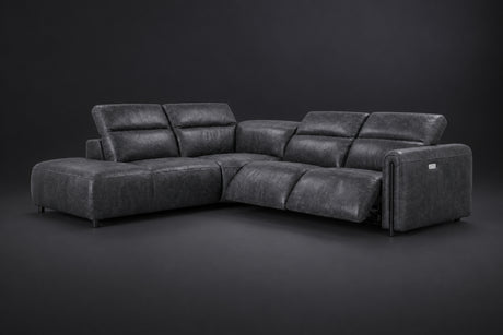 Octavia Distressed Italian Aniline Leather Reclining Corner Sectional Sofa